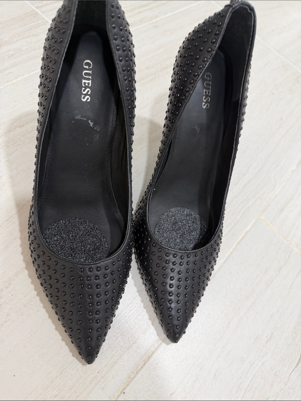 GUESS Black Pointed Toe Studded Pumps